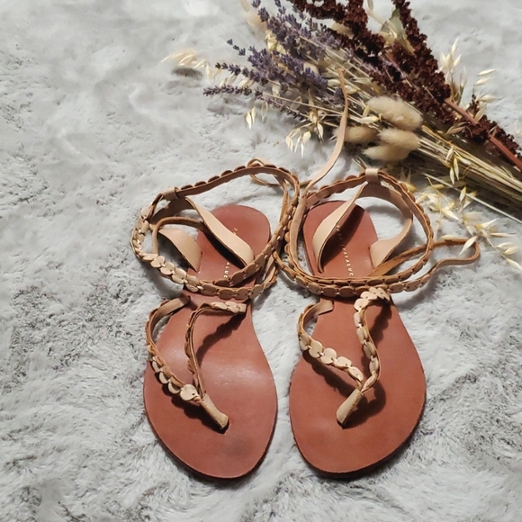 Zara trafaluc lace up strappy sandals